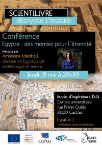 Scientilivre Castres : Conférence Egypte, des momies pour l'éternité. Le jeudi 19 mai 2016 à Castres. Tarn.  20H30